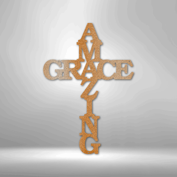Scripture Sign Amazing Grace CrossSteel Sign Laser Cut Powder Coated Home &
